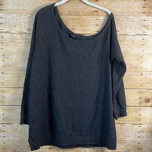 Torrid Plus Size Dark Gray Off-Shoulder Sweater Loose Rib Knit Banded Hem Size 2